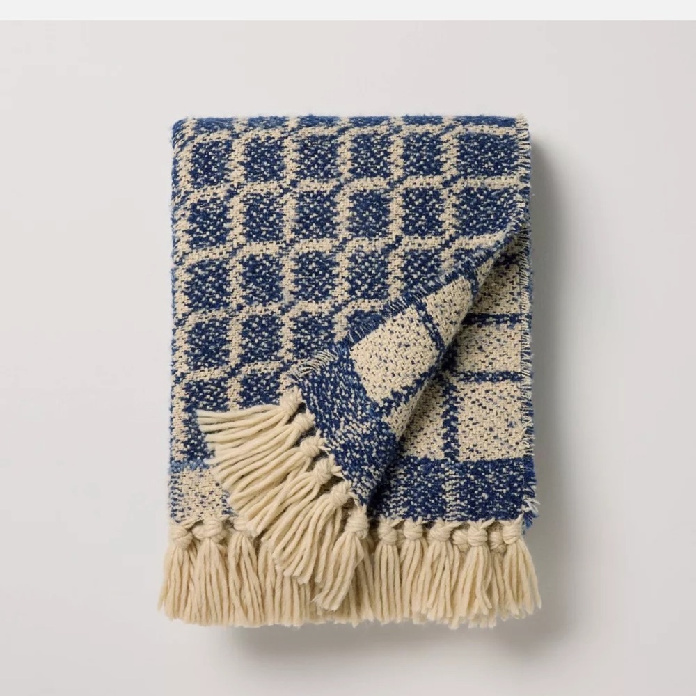 Grid Throw Blanket Blue - Hearth & Hand with Magno Blue